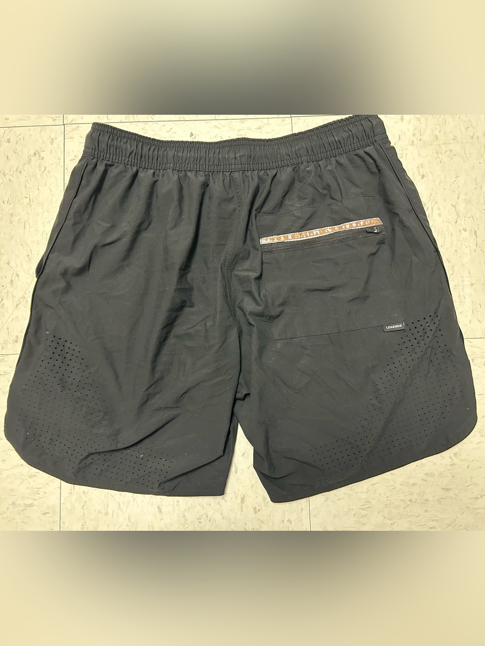 Legends Black Lined Running Shorts Medium Devoted Dreamers Logo Athletic - Picture 4 of 8